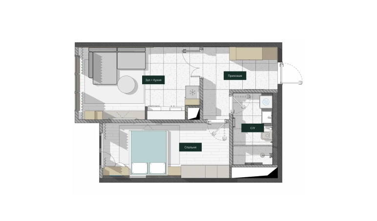 2-комнатная квартира 47.59 м²  9/26 этаж | Жилой комплекс SAF TOWERS