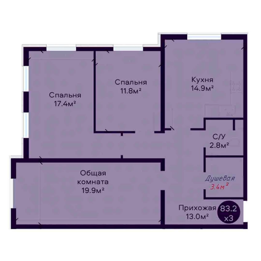 3-xonali xonadon 83.2 m² 1/9 qavat | SOHIL BO'YI ANDIJON Turar-joy majmuasi 3-xonali xonadon 83.2 m² 1/9 qavat | SOHIL BO'YI ANDIJON Turar-joy majmuasi