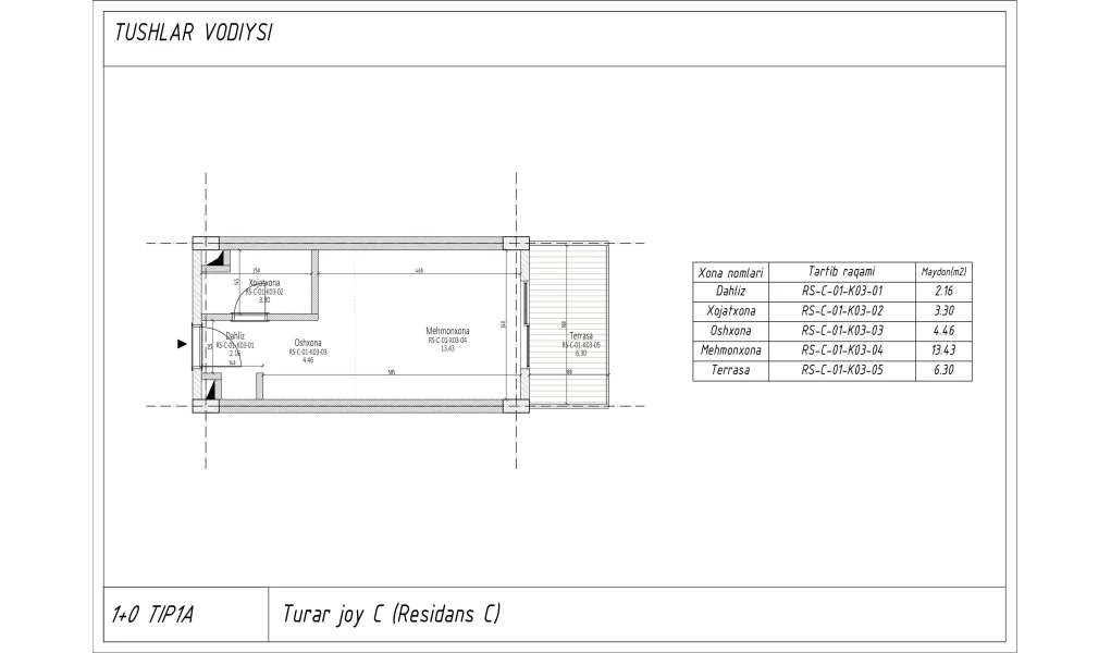 1-комн. квартира 25.24 м² 1/7 этаж | Жилой комплекс TUSHLAR VODIYSI 1-комн. квартира 25.24 м² 1/7 этаж | Жилой комплекс TUSHLAR VODIYSI