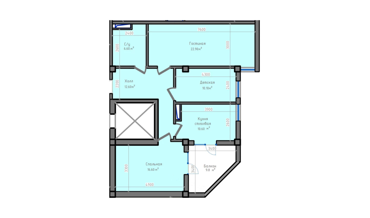 3-xonali xonadon 94.1 m²  7/13 qavat | ORZU SAROYI Turar-joy majmuasi