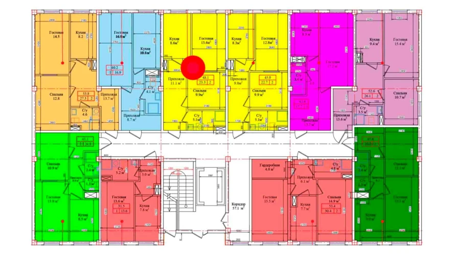 1-xonali xonadon 41.8 m²  1/9 qavat | CHIRCHIQ CITY Turar-joy majmuasi