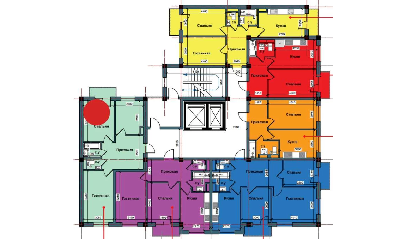 2-xonali xonadon 60.7 m²  8/10 qavat | NUR BARAKA Turar-joy majmuasi