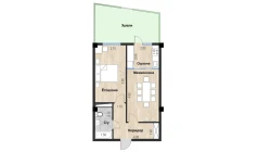 2-xonali xonadon 44.25 m²  1/7 qavat | Bochka Resort Turar-joy majmuasi