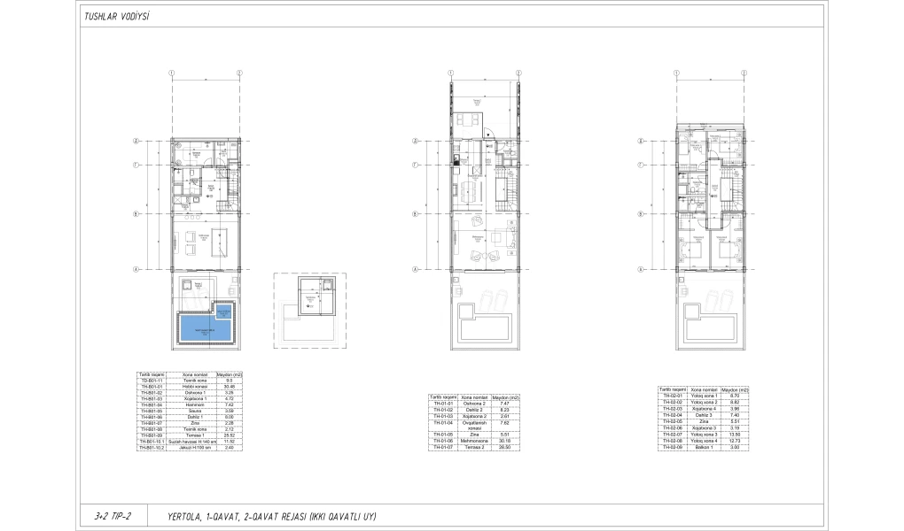 5-xonali xonadon 217.59 m²  1/1 qavat | TUSHLAR VODIYSI Turar-joy majmuasi