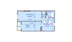 1-комн. квартира 57.06 м²  4/9 этаж | Жилой комплекс SHAYX-UL OLAM
