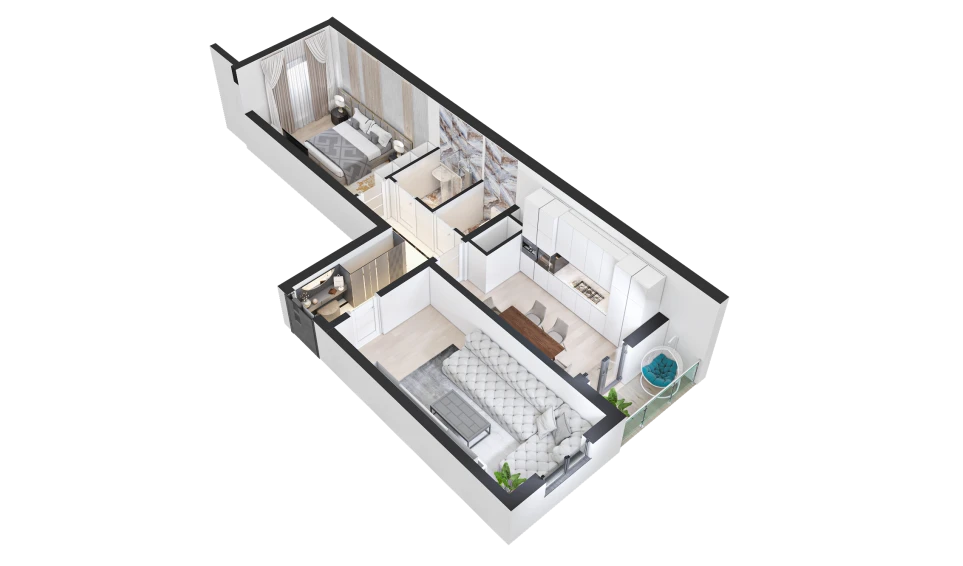 2-комн. квартира 60.3 м²  15/16 этаж | Жилой комплекс TRINITY