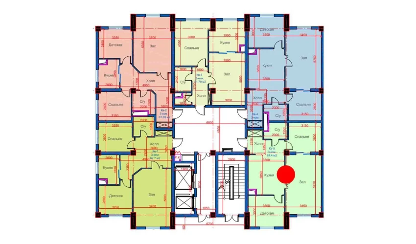 3-комнатная квартира 61.4 м²  1/12 этаж | Жилой комплекс Sokin city