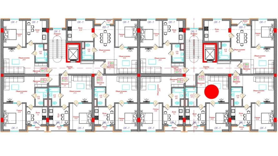 2-xonali xonadon 47.5 m²  10/12 qavat | CHINARA PARK Turar-joy majmuasi