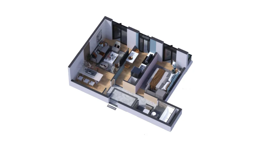 2-xonali xonadon 50.58 m²  12/16 qavat | SOKIN DIYOR Turar-joy majmuasi