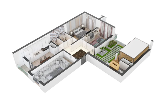 3-xonali xonadon 92.8 m²  16/16 qavat | TRINITY Turar-joy majmuasi