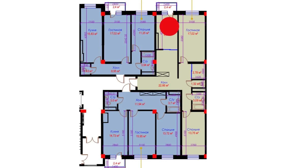 2-комнатная квартира 73.76 м²  2/10 этаж | Жилой комплекс Ko'kcha-Oqtepa
