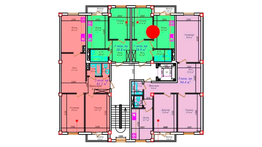 1-xonali xonadon 38.8 m²  7/7 qavat | CHIRCHIQ CITY Turar-joy majmuasi