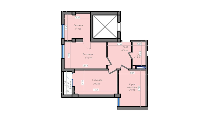 3-комн. квартира 70.8 м²  2/13 этаж | Жилой комплекс ORZU SAROYI