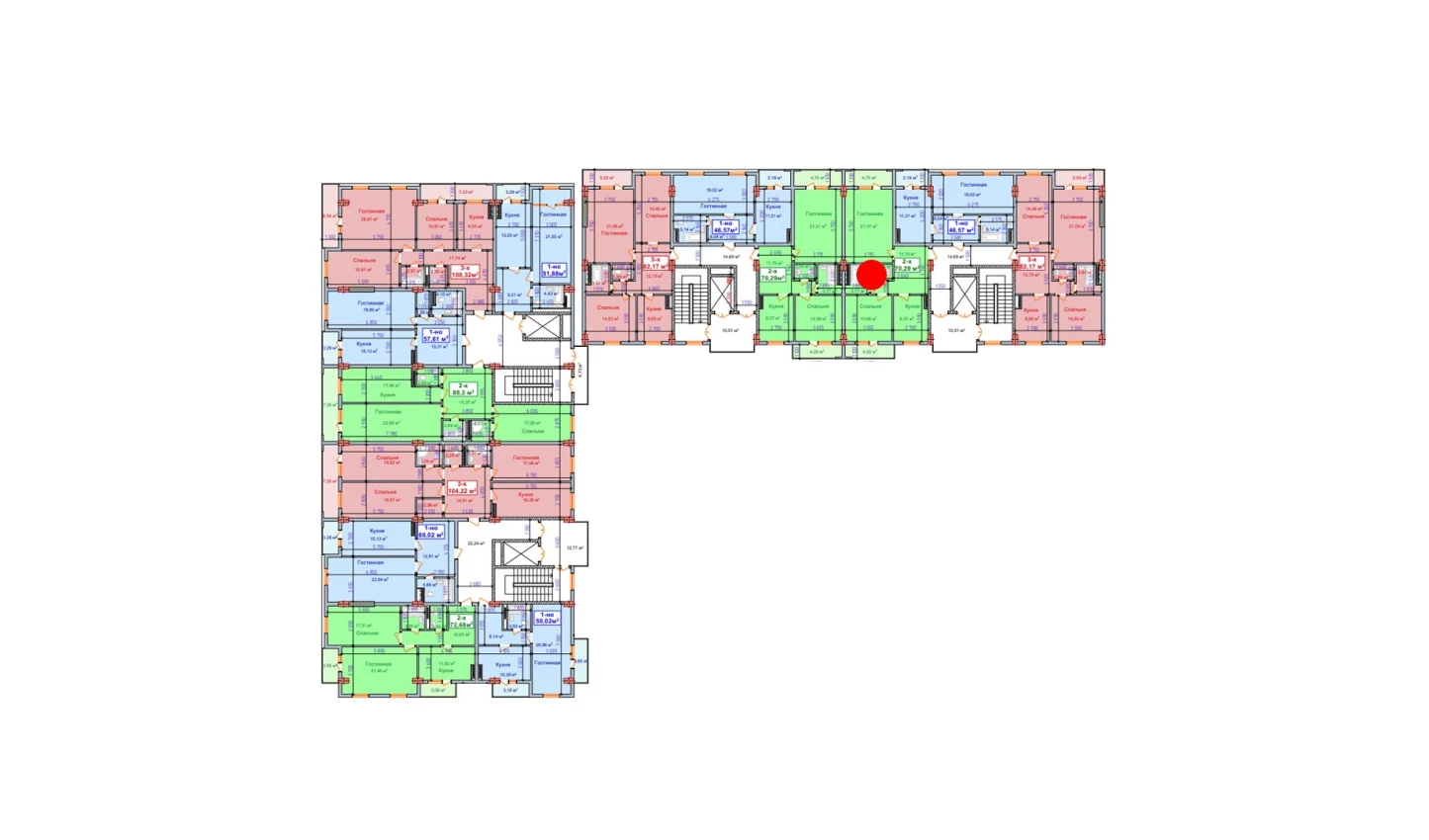 2-комн. квартира 70.29 м²  3/9 этаж | Жилой комплекс SHAYX-UL OLAM