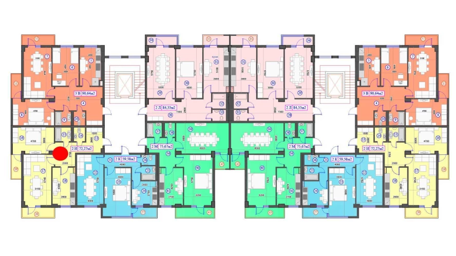 2-xonali xonadon 72.27 m²  4/7 qavat | O'ZBEGIM Turar-joy majmuasi