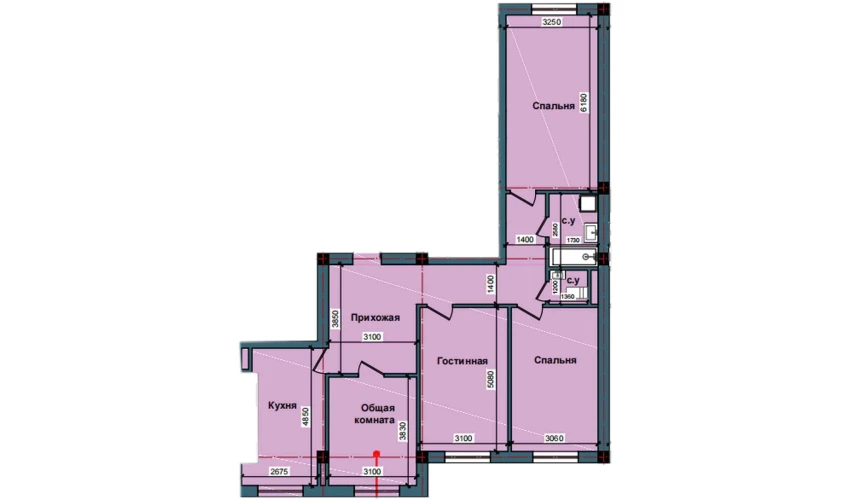 4-xonali xonadon 109.9 m²  2/10 qavat | NUR BARAKA Turar-joy majmuasi