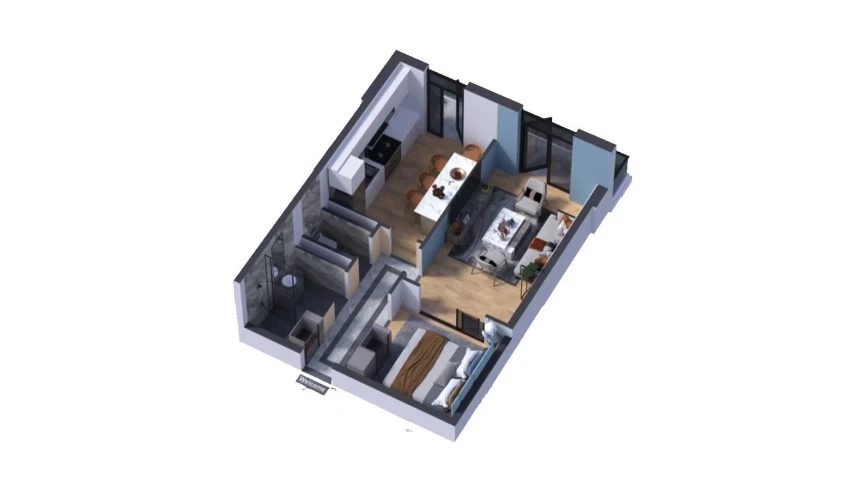 2-комнатная квартира 46.99 м²  1/16 этаж | Жилой комплекс SOKIN DIYOR