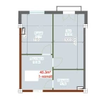 1-xonali xonadon 45.3 m²  6/9 qavat | YANGI AVLOD Turar-joy majmuasi