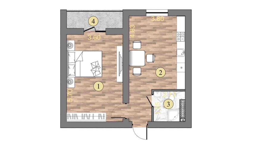 2-комнатная квартира 49.1 м²  2/16 этаж | Жилой комплекс ISLOMOBOD