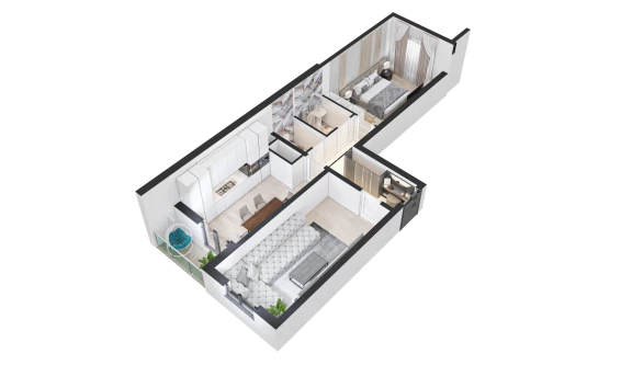 2-комнатная квартира 69.5 м²  3/16 этаж | Жилой комплекс TRINITY
