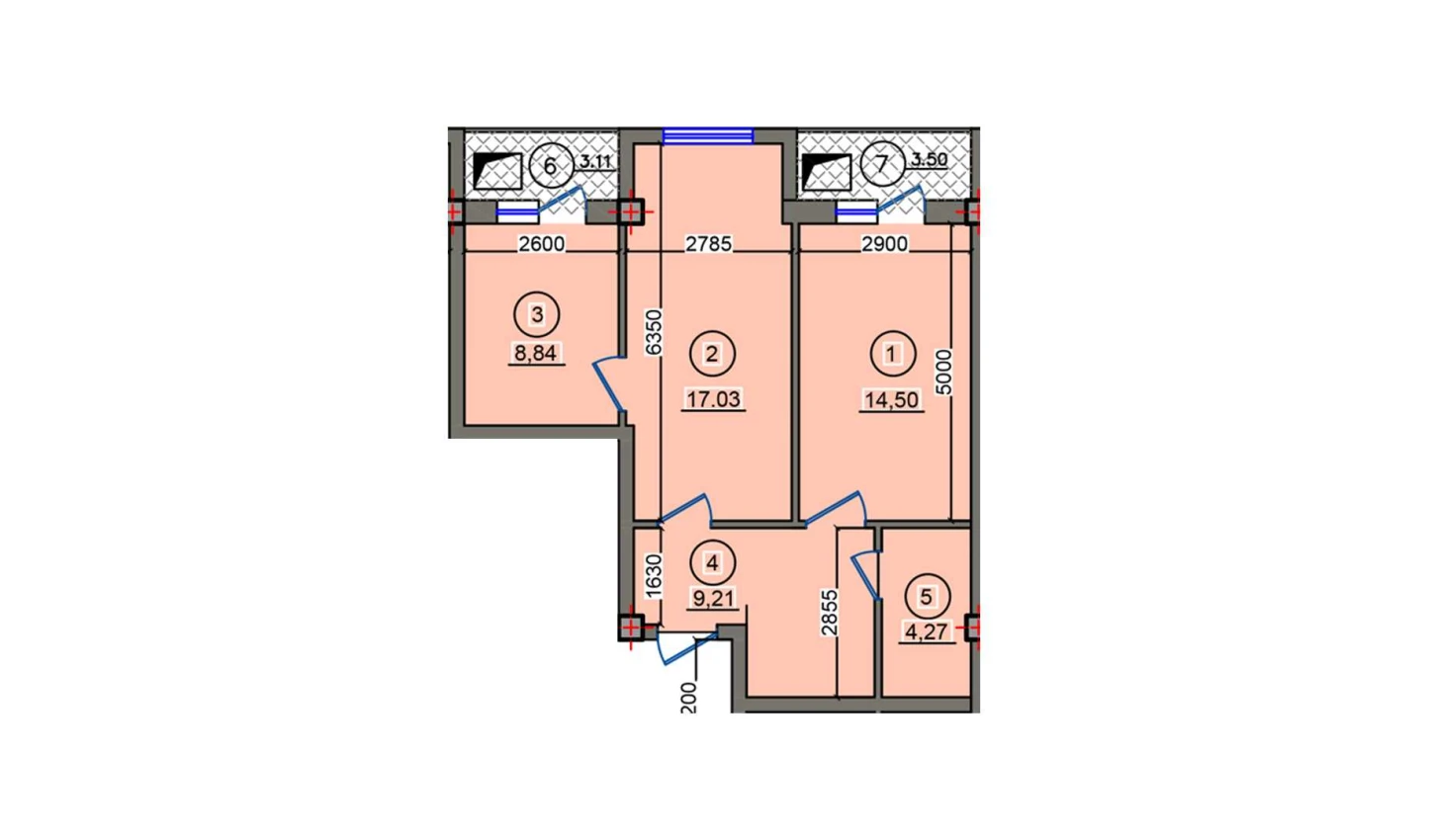 2-комн. квартира 60.46 м²  4/10 этаж | Жилой комплекс Qibray City