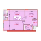 2-комн. квартира 58.23 м²  3/8 этаж | Жилой комплекс CAPITAL AVENUE