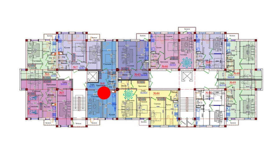 2-комн. квартира 77.3 м²  8/9 этаж | Жилой комплекс ZAR ZAMONAVIY UYLAR