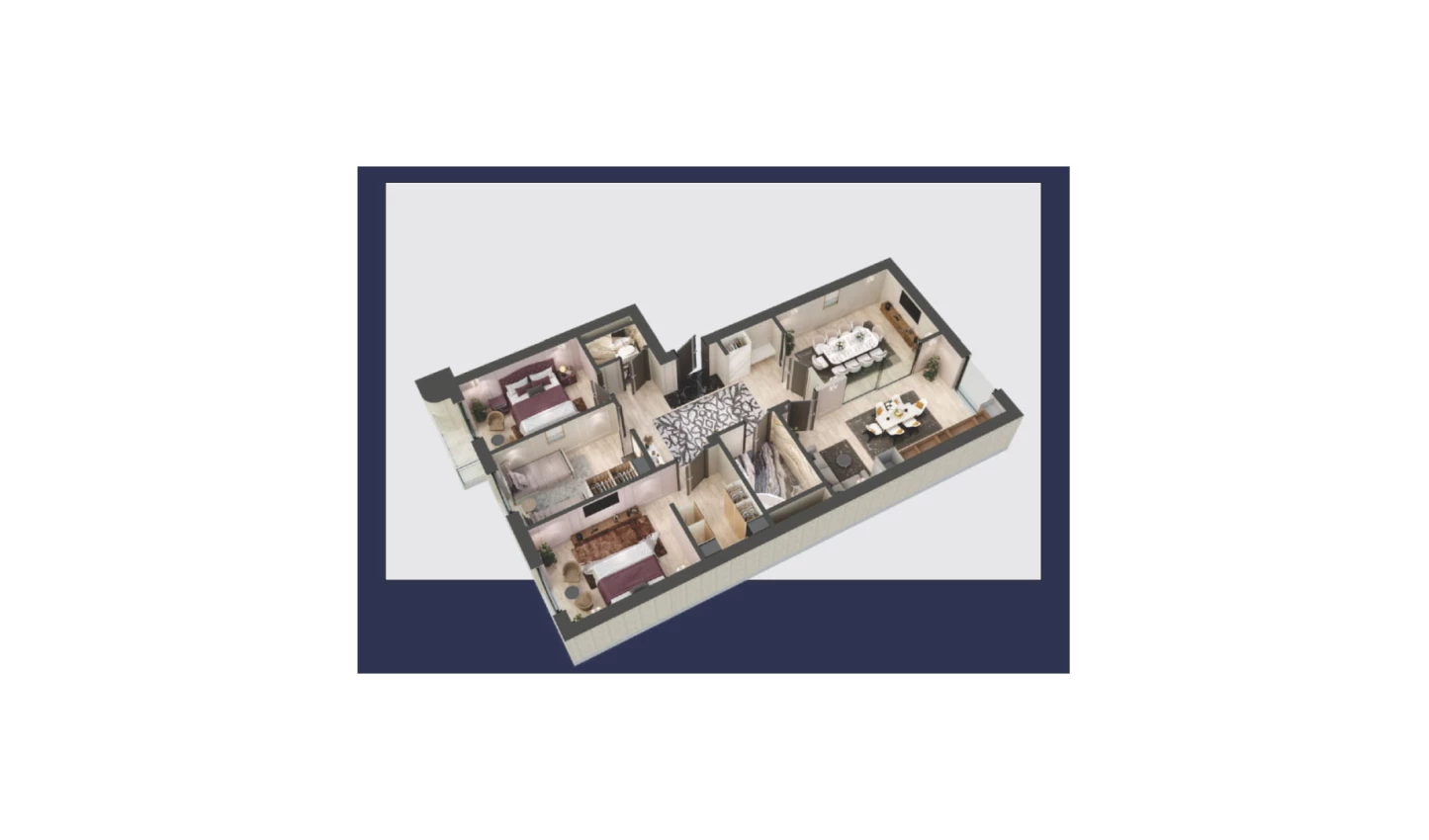 4-xonali xonadon 119.6 m²  6/11 qavat | Aviasozlar Plaza Turar-joy majmuasi