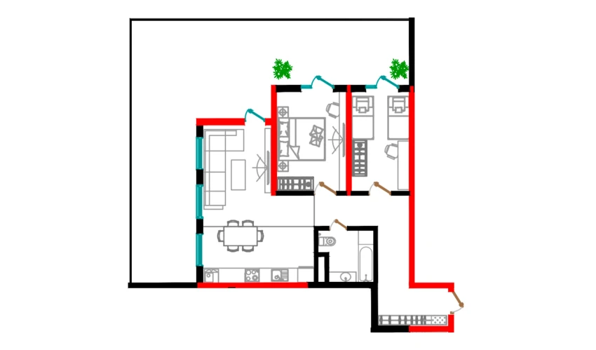 3-комнатная квартира 124.2 м²  2/12 этаж | Жилой комплекс Aman Residence