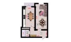1-xonali xonadon 45.03 m²  4/10 qavat | Ko'kcha-Oqtepa Turar-joy majmuasi