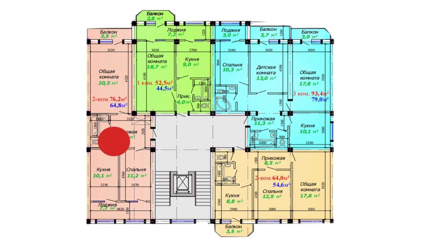 2-комн. квартира 76.2 м²  3/7 этаж | Жилой комплекс Bunyodkor