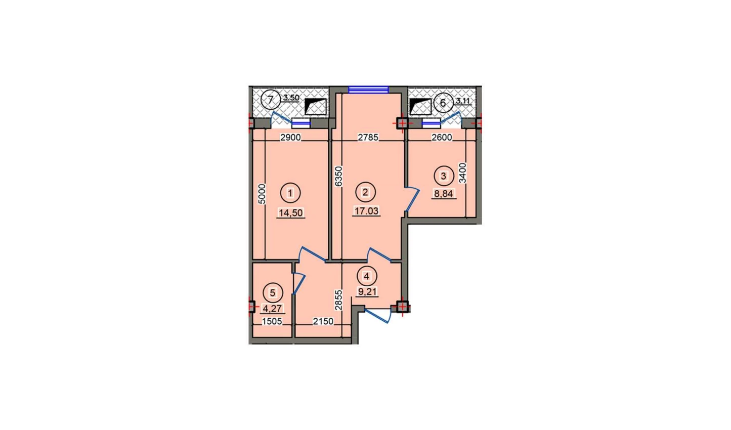 2-комн. квартира 60.46 м²  2/10 этаж | Жилой комплекс Qibray City