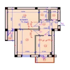 2-xonali xonadon 71.6 m²  4/7 qavat | G'IJDUVON CITY Turar-joy majmuasi