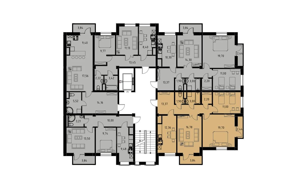 3-xonali xonadon 82.19 m²  5/9 qavat | MINGCHINOR Turar-joy majmuasi
