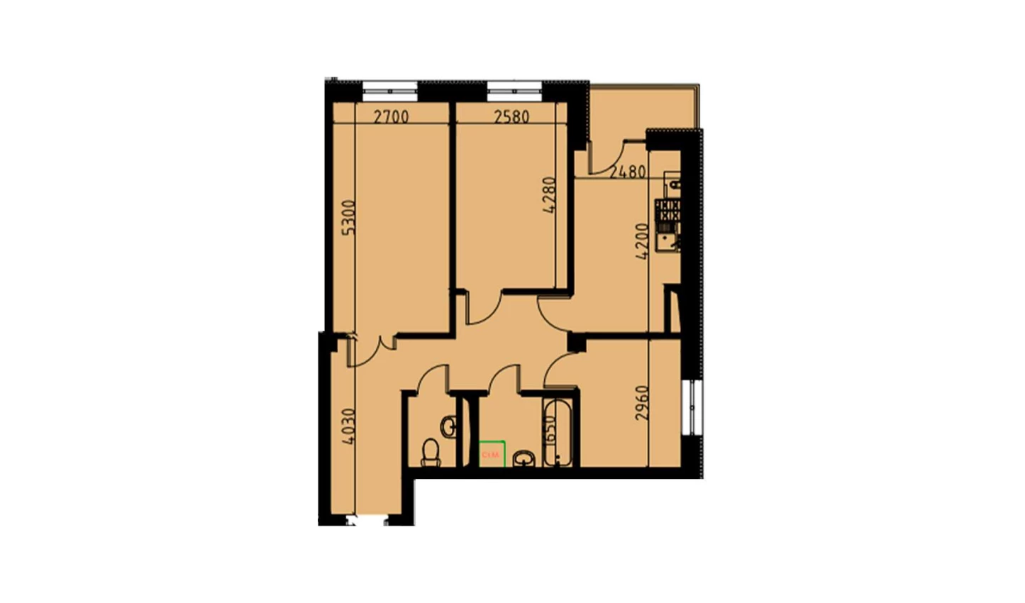 3-комн. квартира 62.02 м²  9/10 этаж | Жилой комплекс YANGIOBOD RESIDENCE