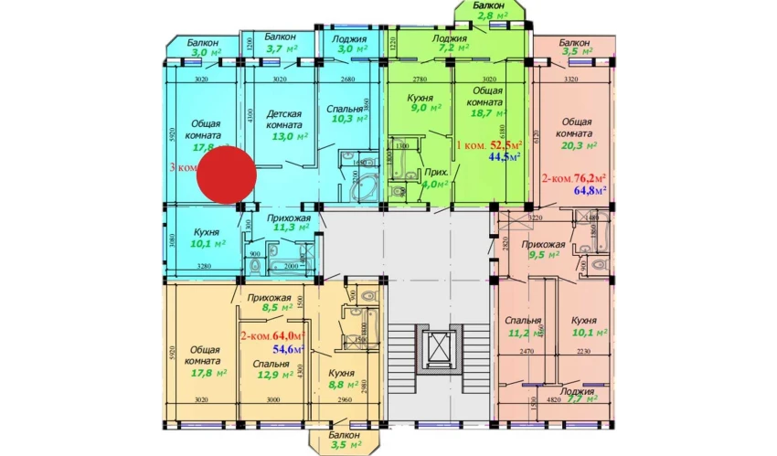 3-комнатная квартира 93.4 м²  3/7 этаж | Жилой комплекс Bunyodkor