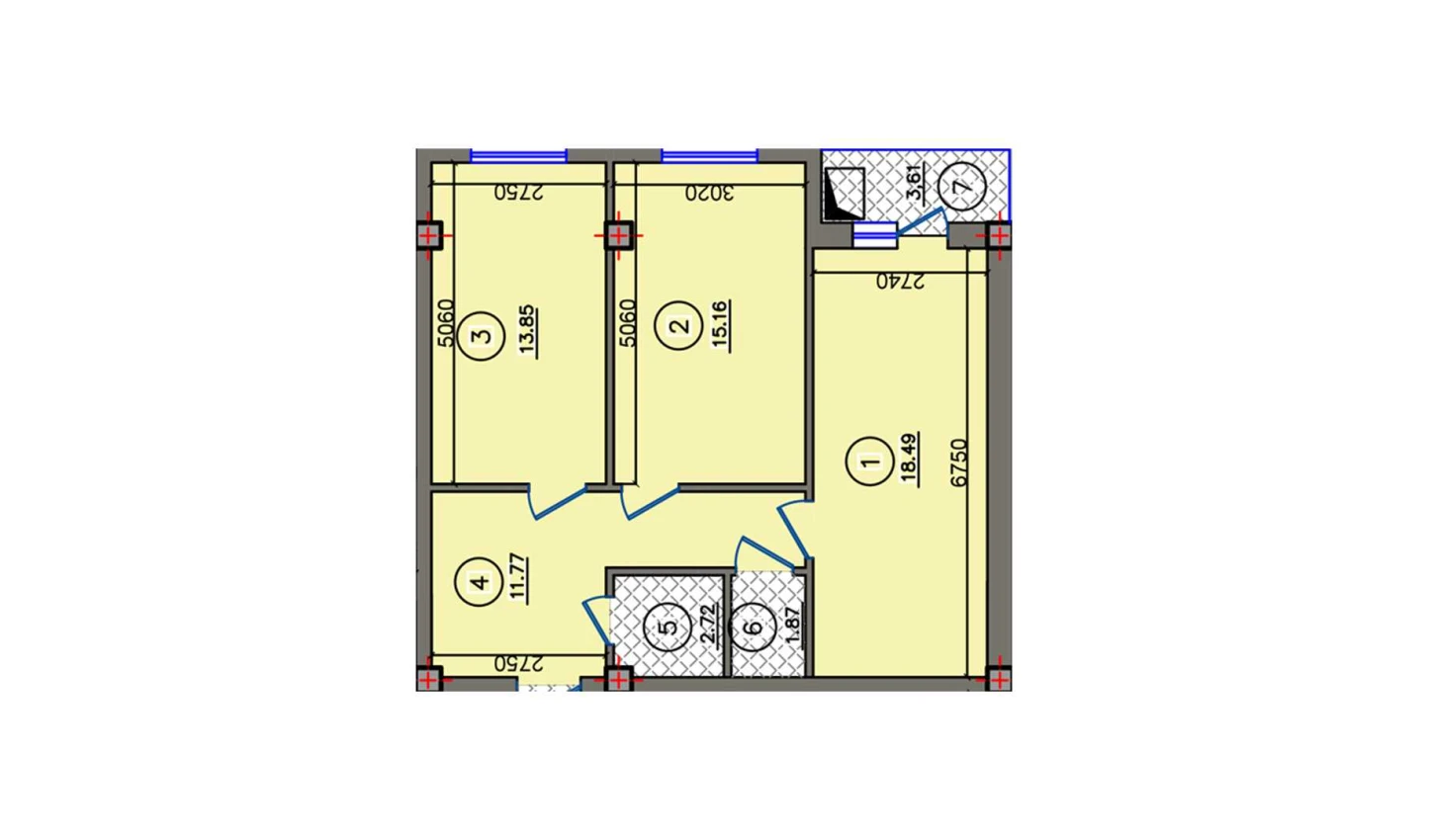 2-комн. квартира 67.45 м²  5/10 этаж | Жилой комплекс Qibray City