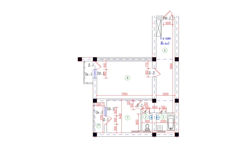 1-комнатная квартира 67.14 м²  4/7 этаж | Жилой комплекс Oila TJM