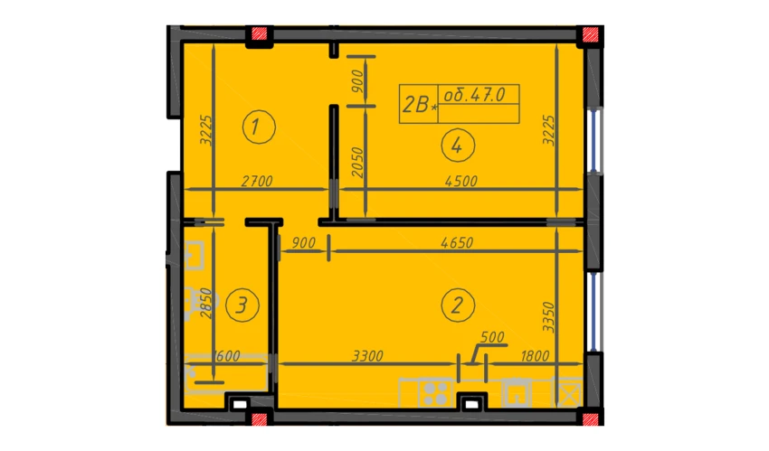 1-комнатная квартира 47 м²  1/12 этаж | Жилой комплекс Sokin hayot