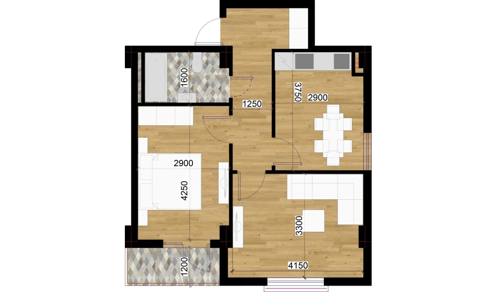 2-xonali xonadon 54.68 m²  7/7 qavat | O'ZBEGIM Turar-joy majmuasi