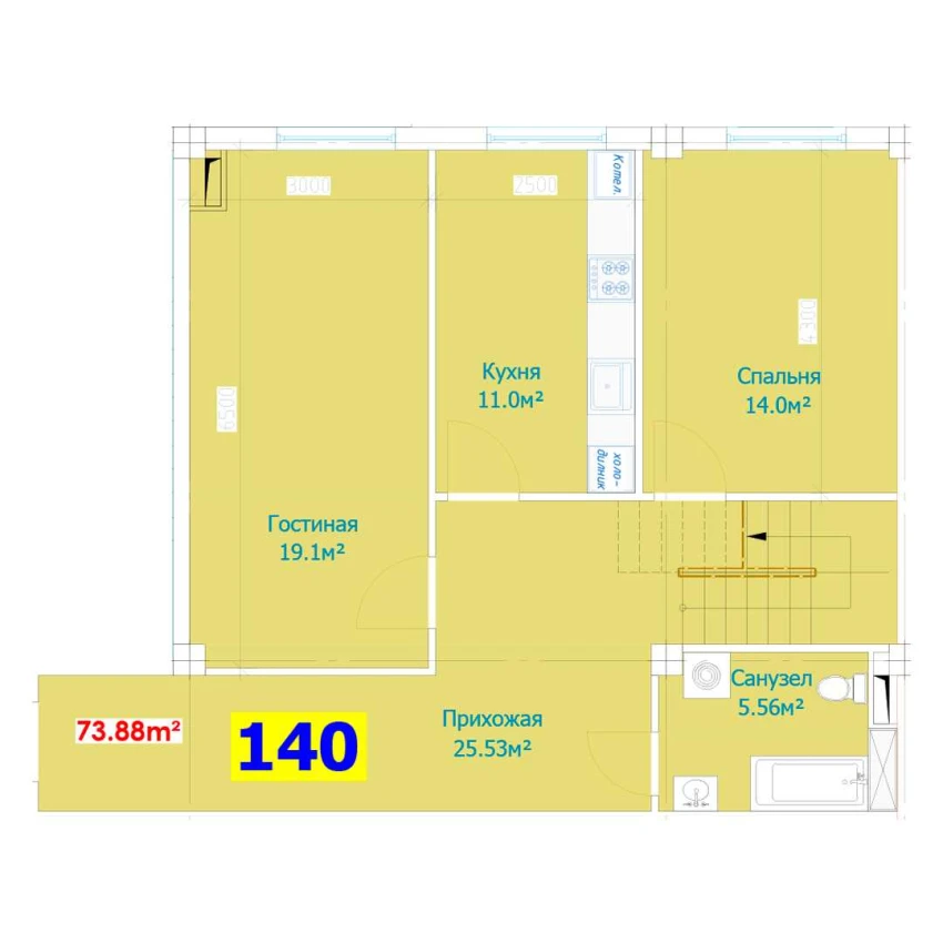 1-xonali xonadon 149.48 m²  1/9 qavat | YANGI AVLOD Turar-joy majmuasi