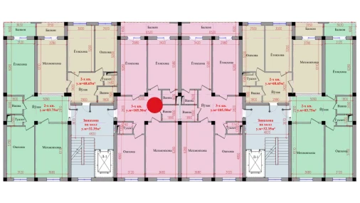 3-комнатная квартира 105.5 м²  8/8 этаж | Жилой комплекс Saxro