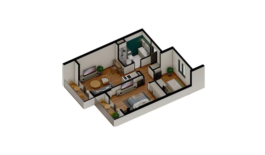 3-xonali xonadon 53.16 m²  2/7 qavat | TUSHLAR VODIYSI Turar-joy majmuasi