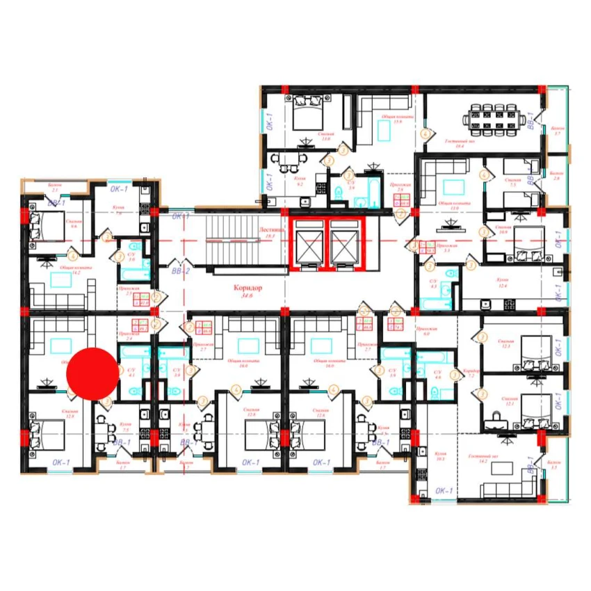 2-xonali xonadon 49.2 m²  7/10 qavat | CHINARA PARK Turar-joy majmuasi