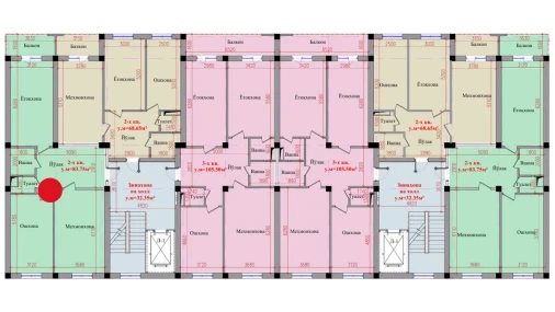 2-xonali xonadon 83.75 m²  4/8 qavat | Saxro Turar-joy majmuasi