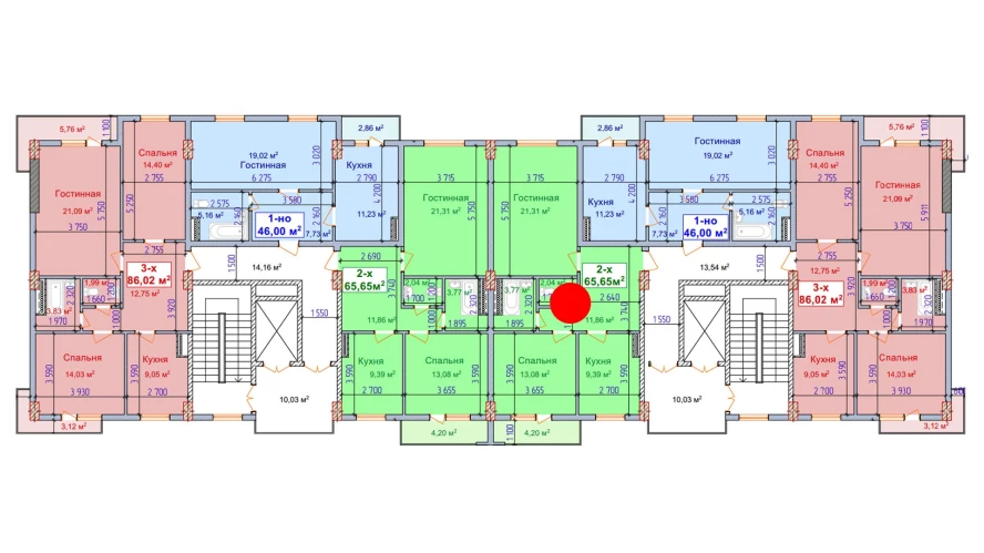 2-комн. квартира 65.65 м²  4/9 этаж | Жилой комплекс SHAYX-UL OLAM