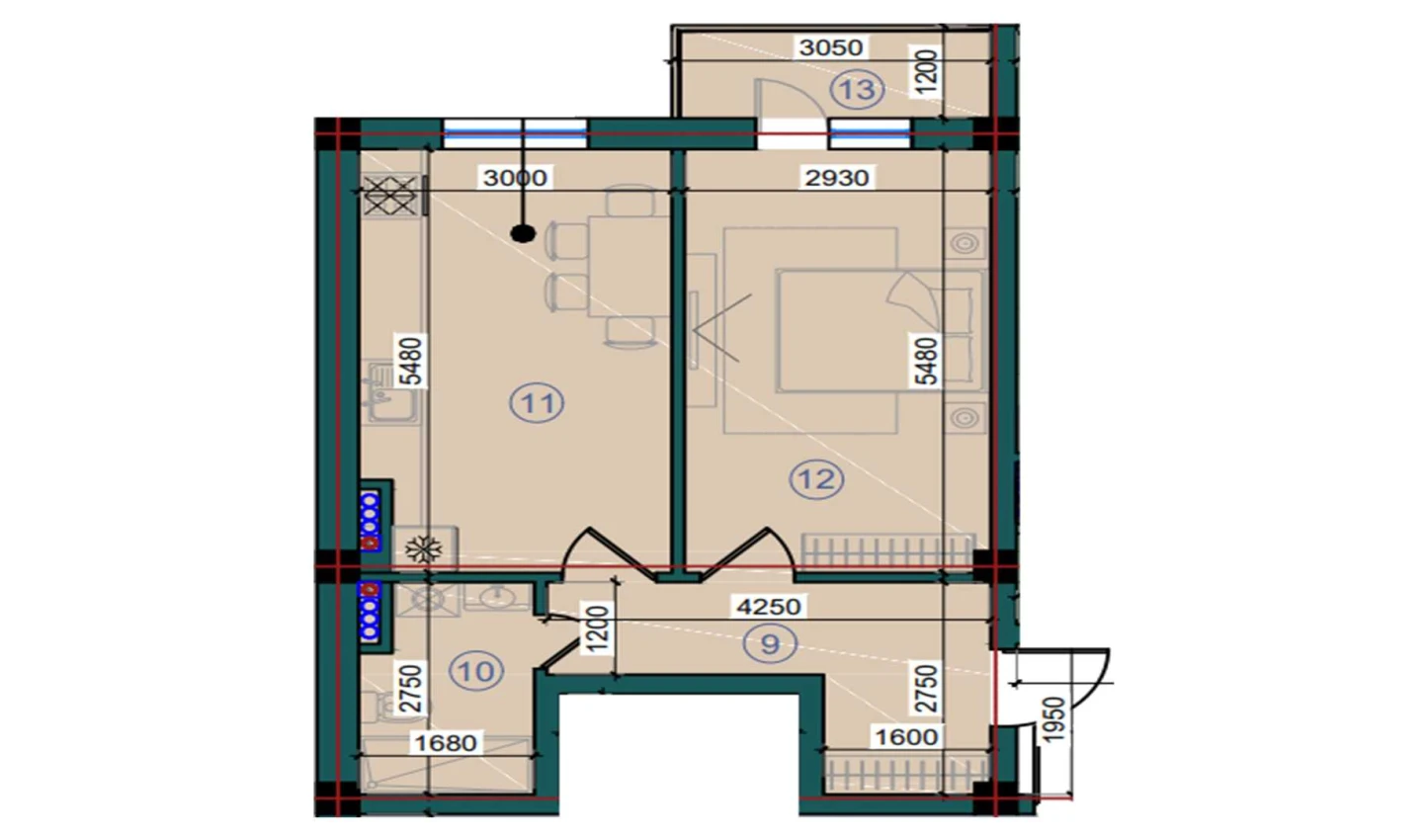 1-комн. квартира 49.8 м²  5/7 этаж | Жилой комплекс Bristol