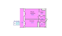 2-xonali xonadon 45.33 m²  9/9 qavat | PROVANS Turar-joy majmuasi