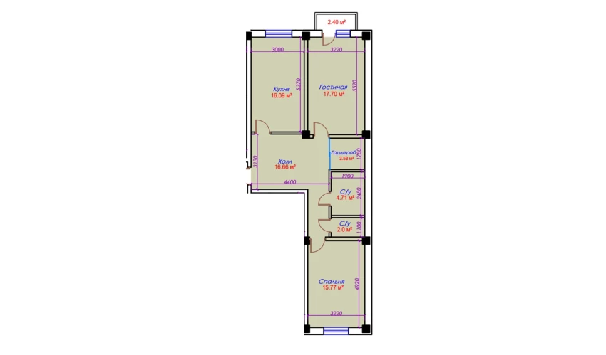 2-комн. квартира 78.96 м²  8/10 этаж | Жилой комплекс Ko'kcha-Oqtepa