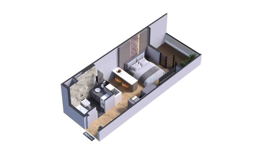 1-комнатная квартира 29.14 м²  6/7 этаж | Жилой комплекс Bochka Resort